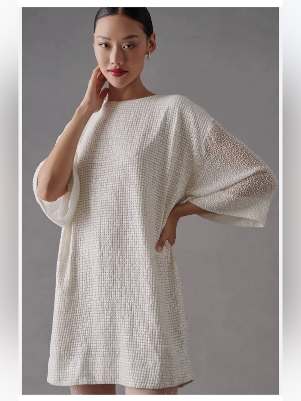 Anthropologie Let Me Be Sequin Mini Oversized Dress Bridal Wedding Beaded S